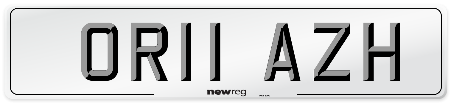 OR11 AZH Number Plate from New Reg